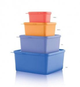 Tupperware Square Storage Container 4-Piece Set – Airtight and Durable