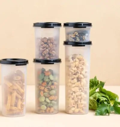 Tupperware Oval 5' Clear Bags & Grocery Storage Caps