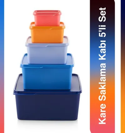 Tupperware Square Storage Container 5-Piece Set – Durable and Practical Storage Solution