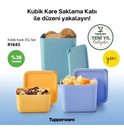 Tupperware Kübik Set 3-Piece – Space-Saving & Modular Storage Solution!
