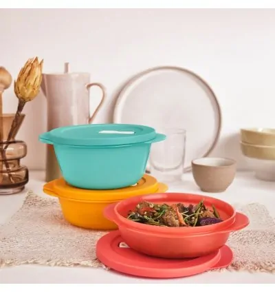 Tupperware Micro Oval Container 3-Piece Set – Safe & Convenient Microwave Use!