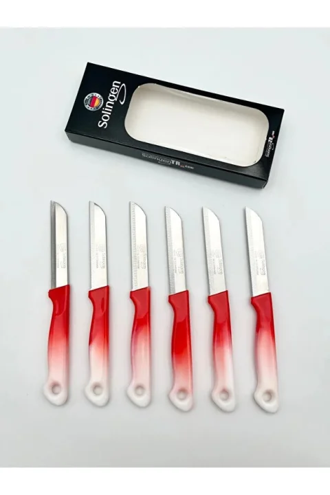 Solingen Original Ritter Ebruli Red Fruit Knife Set – 6-Piece Serrated Stainless Steel Blades