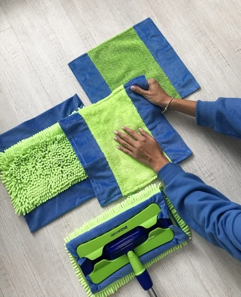 Greenway Mop Yer ve diğer yüzeyler için iki mikrofiber paspas başlıkları ile üniversal mop